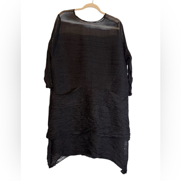 MS Oasis Dresses & Skirts - MC OASIS Black Sheer Tunic/Shift Dress  Asymmetrical Hem Plus Size XL/1X
